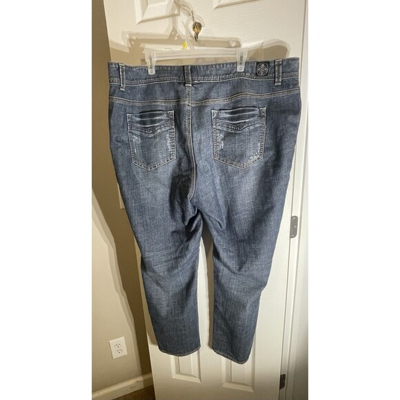 Lane Bryant Straight Leg Blue Jeans Denim Tighter Tummy  Womens Size 26 Distress - Picture 8 of 13